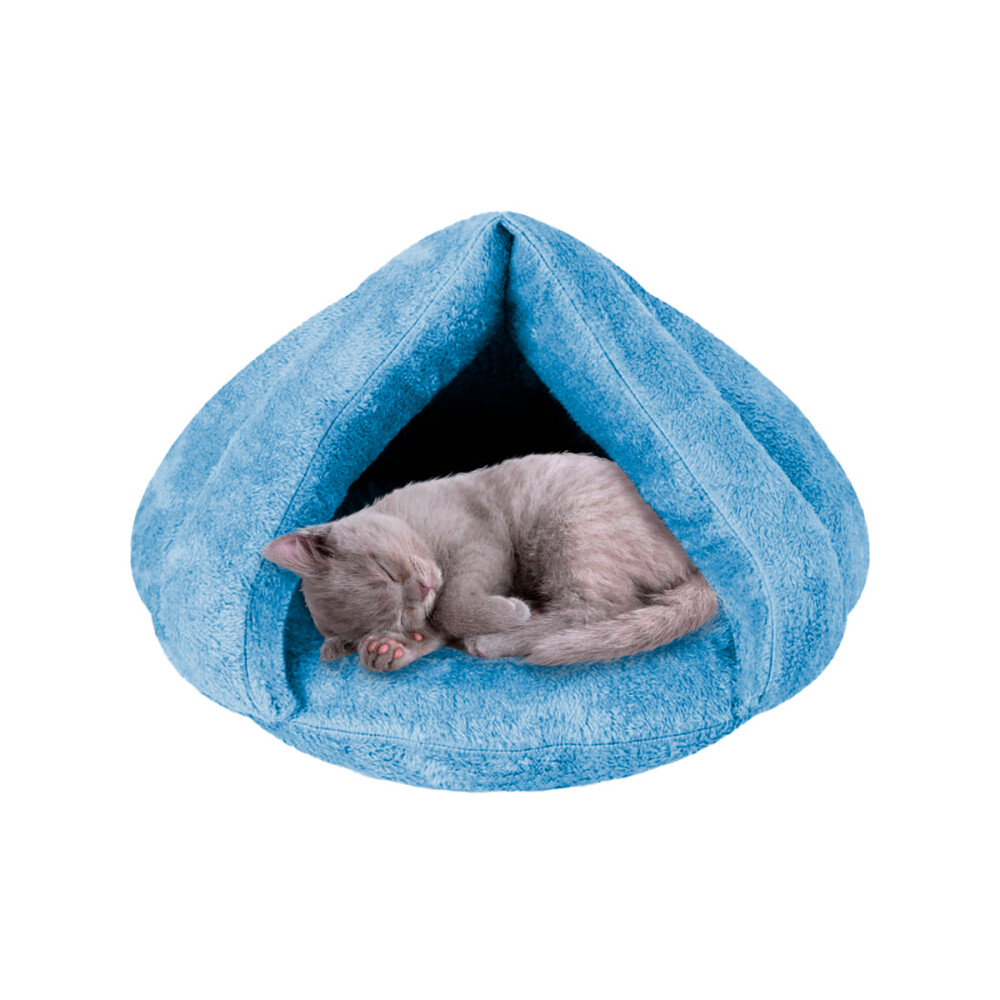 Cueva Cama Peluche Para Gatos Perros Mediano Color celeste