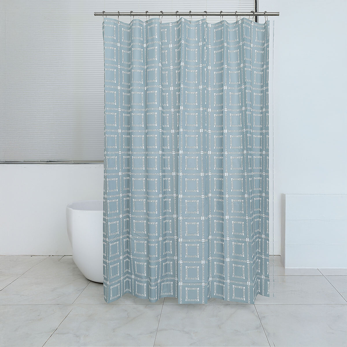 Cortina Baño Bukara con Argollas 180 x 180 cm - 1474 GEOMETRICO MENTA 
