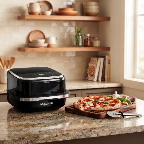 Freidora De Aire Pizzera HOGARON HGAF42P 2200W Capacidad 4.2L 10 Programas Pantalla Táctil Calor Superior E Inferior Ventana Con Freidora De Aire Pizzera HOGARON HGAF42P 2200W Capacidad 4.2L 10 Programas Pantalla Táctil Calor Superior E Inferior Ventana Con