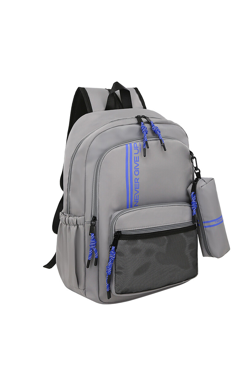 Mochila con cartuchera Trendy Gris