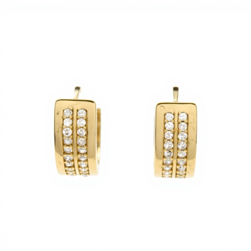 Caravanas Aros de oro Doble Brillo de oro- Oro bajo - Zirconia - CA8098 conpiedra