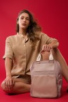 Mochila de nylon y PU Khaki