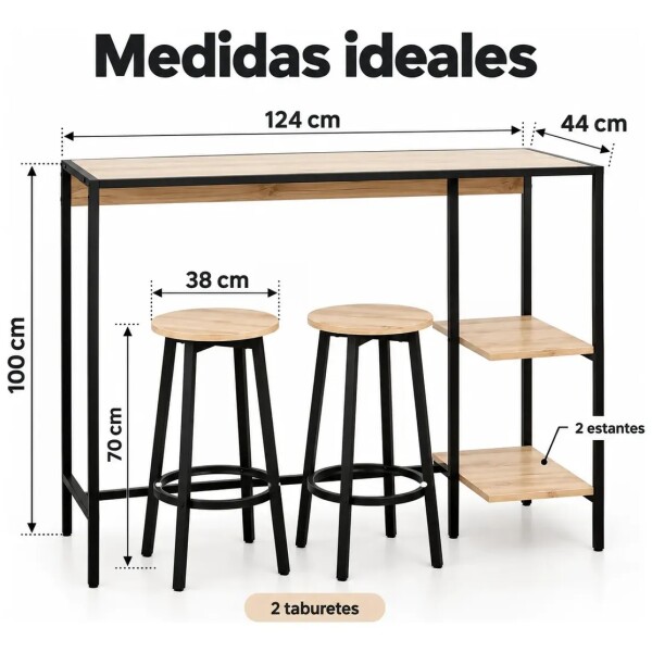 Barra + 2 Taburetes Movi Jjo0018 BARRA + 2 TABURETES MOVI MARRON JJO0018