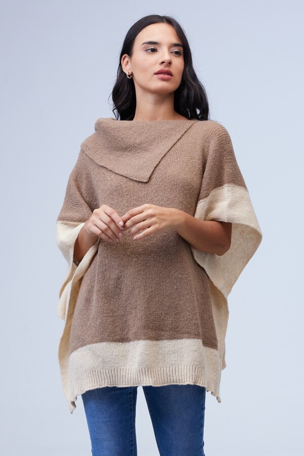 Poncho Colorblock MULTI/TOSTADO