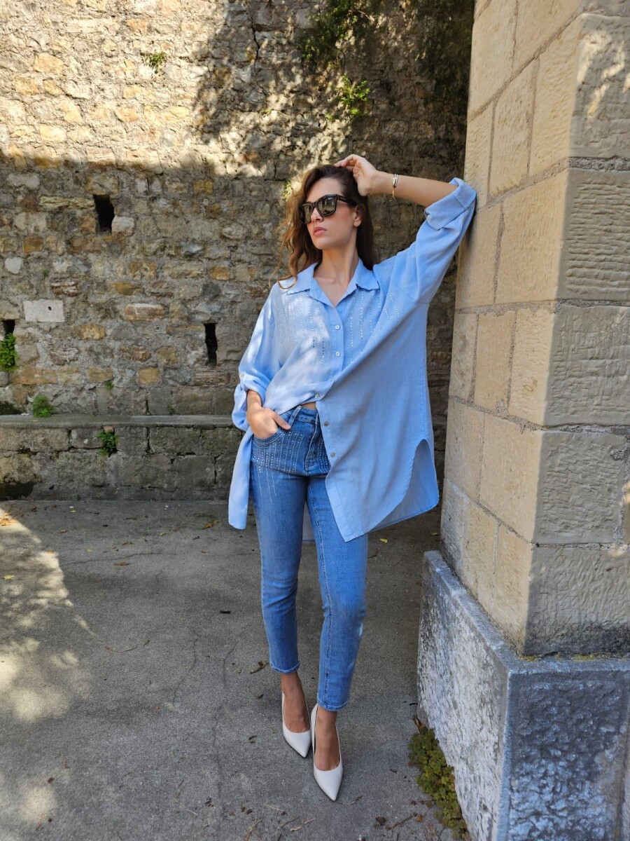 Máxi Camisa Diadema - Celeste 