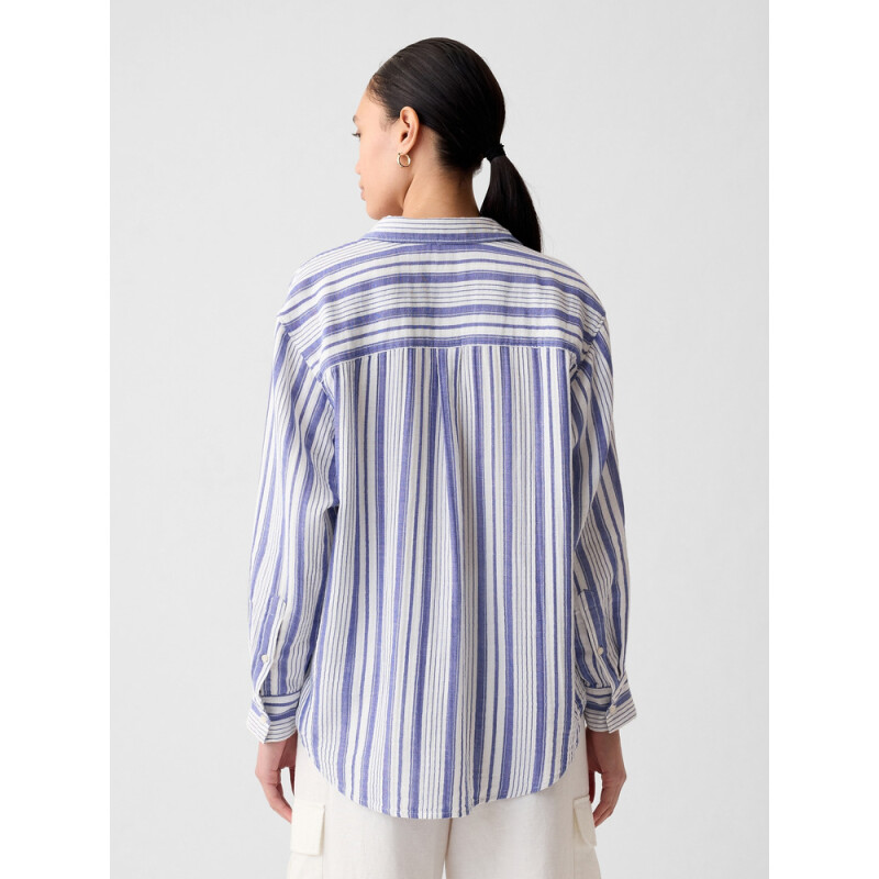 BIG SHIRT - GAUZE BLUE WHITE STRIPE