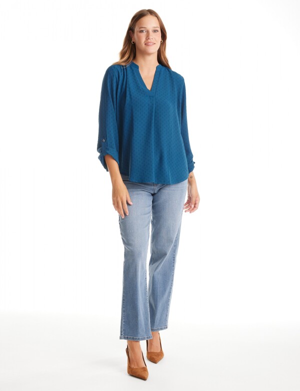 Blusa Escote V PETROLEO