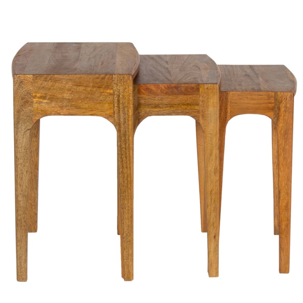 SET MESAS MADERA MARRON VINTAGE CASTAÑO