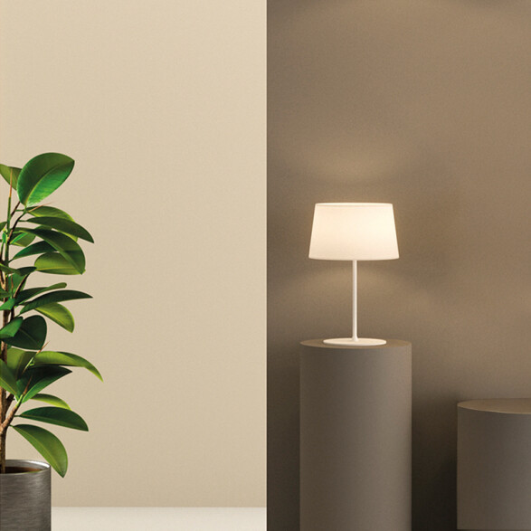 Lámpara mesa E27 pantalla tela blanca Ø270x410mm BA0016