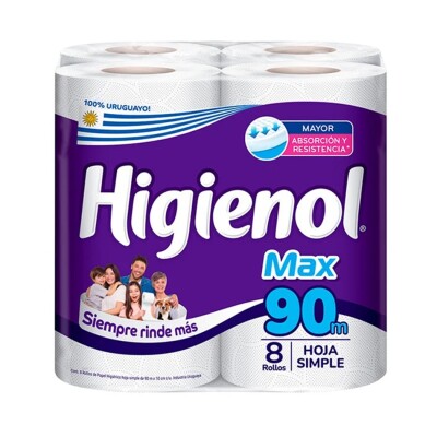 Papel Higienico Higienol Max 90 Mts 8 Rollos Papel Higienico Higienol Max 90 Mts 8 Rollos