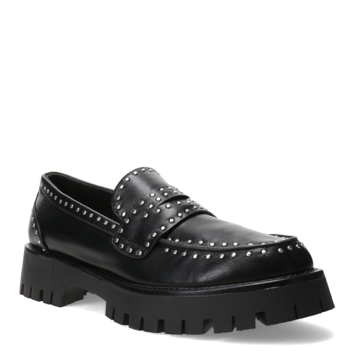 Zapatos de Mujer Miss Carol mocasin KANU con tachas - Negro - Plateado 