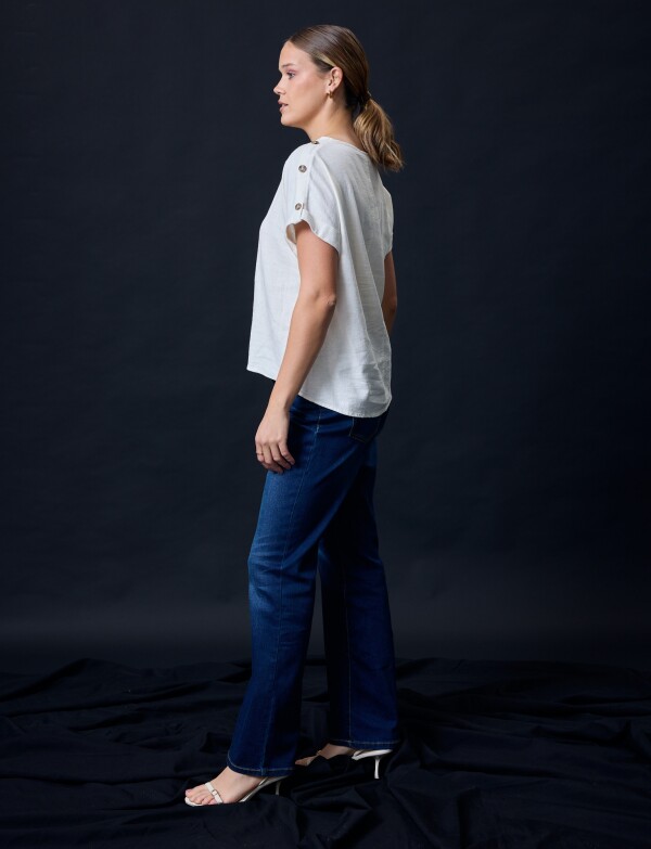 Blusa Lino Botones CRUDO