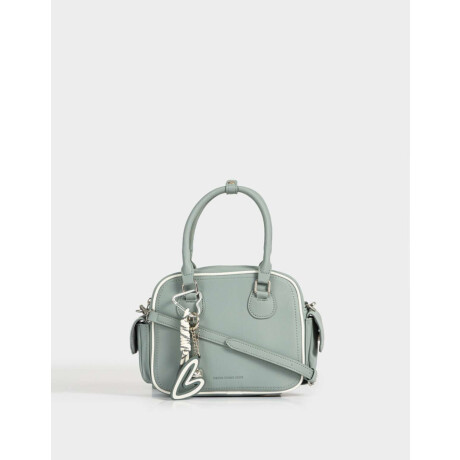 Cartera Bowling Con Charm Gris Claro