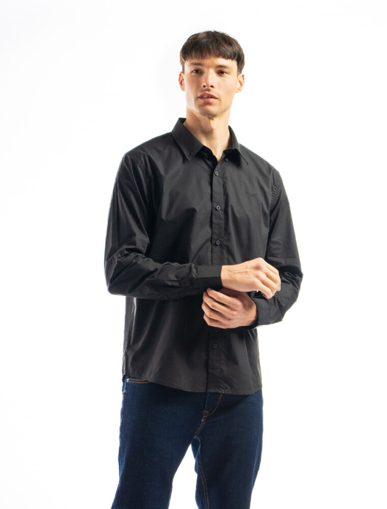 Camisa Manga Larga Algodón Principe Negro