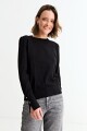 Sweater con detalle en manga NEGRO