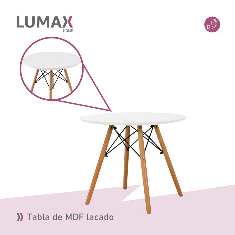 Juego de comedor Con Mesa Circular de 80cm + 2 Sillas Eames Blanco