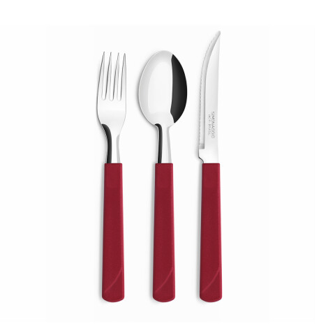 Set X3 Cubiertos Treviso de Simonaggio ROJO