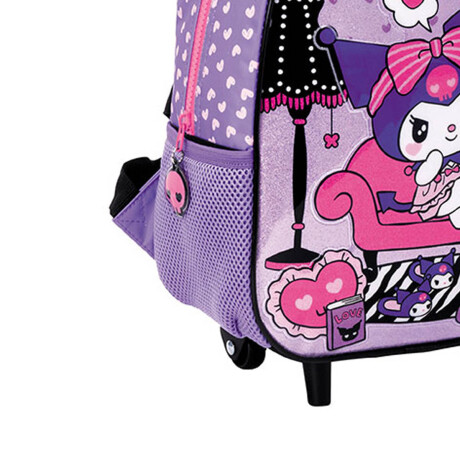 Mochila Infantil Kuromi C/carro 30cm Rueditas Escolar Violeta
