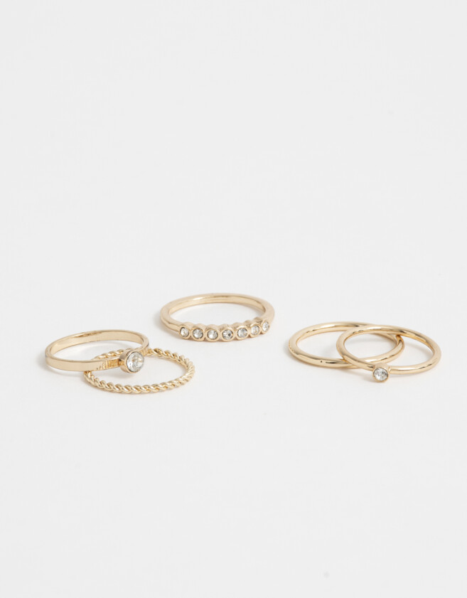 Sets Anillos Strass Crystal Sets De Anillos Son Strass Crystal - Dorado