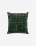 Almohadón Prila 100% algodón terciopelo verde con bordado geométrico 45 x 45 cm