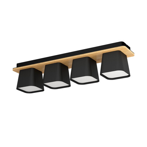 Lámpara de techo acero negro y madera 4xE27 RUSCIO EG3481X