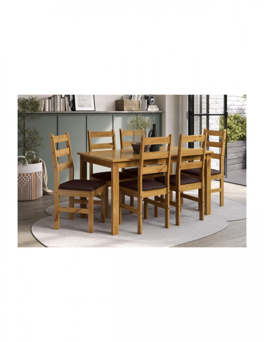Juego De Comedor 6 Sillas Tapizadas Bella Castaño Smgb 
