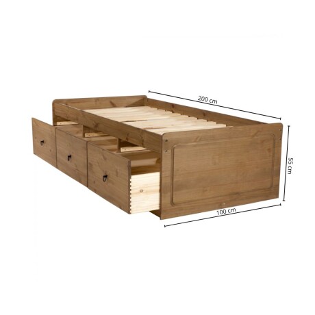 Cama 1 plaza con cajones Linea Naturale Roble
