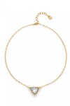 COLGANTE DE ALEACION DE METALES BAÑADO EN ORO 18K DE ESLABONES CON TRIANGULO CON CRISTAL MULTICOLOR Colgante