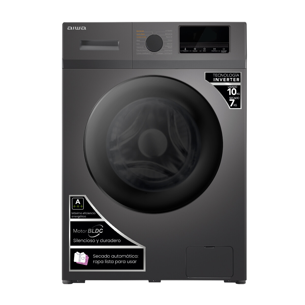 Lavasecarropas Automático Carga Frontal AIWA 10KG Inverter - Gris 