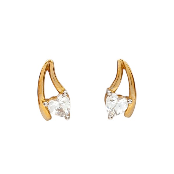 Caravanas colgantes corazón- Oro bajo - Zirconia - CA8065 conpiedra