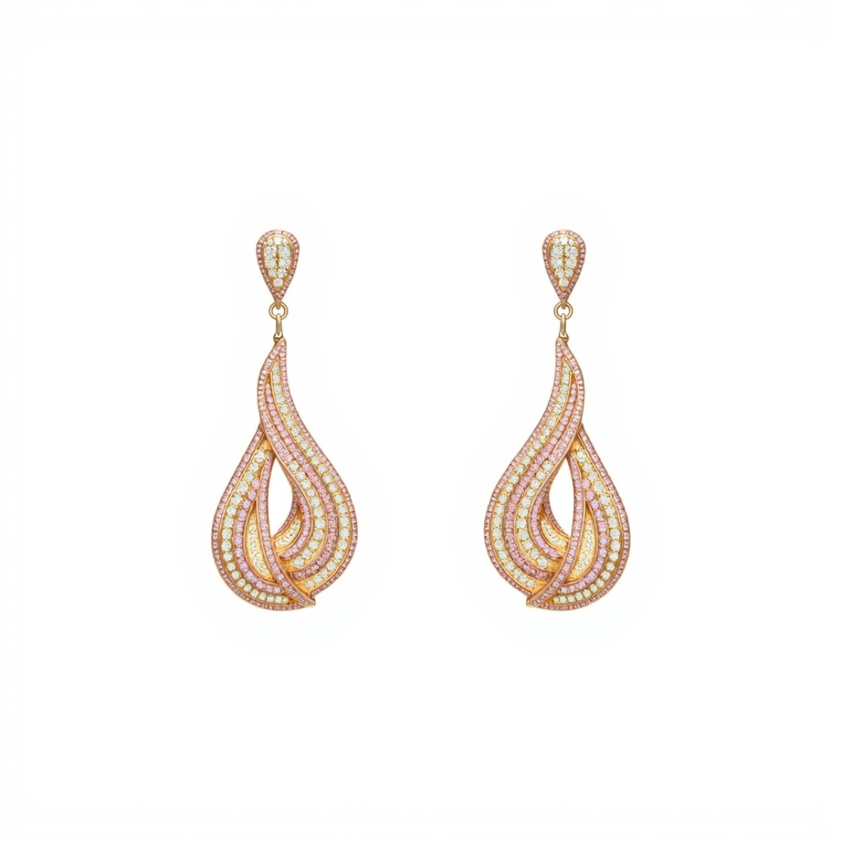 Caravanas gota irregular colores - Plata 925 rodinada con una micra de oro rosa - zirconia - CA8464 - conpiedra 
