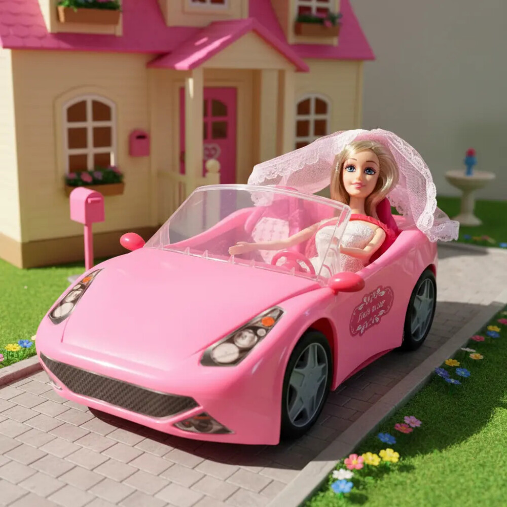 Auto Deportivo Descapotable Con Muñeca Novia Auto Deportivo Descapotable Con Muñeca Novia