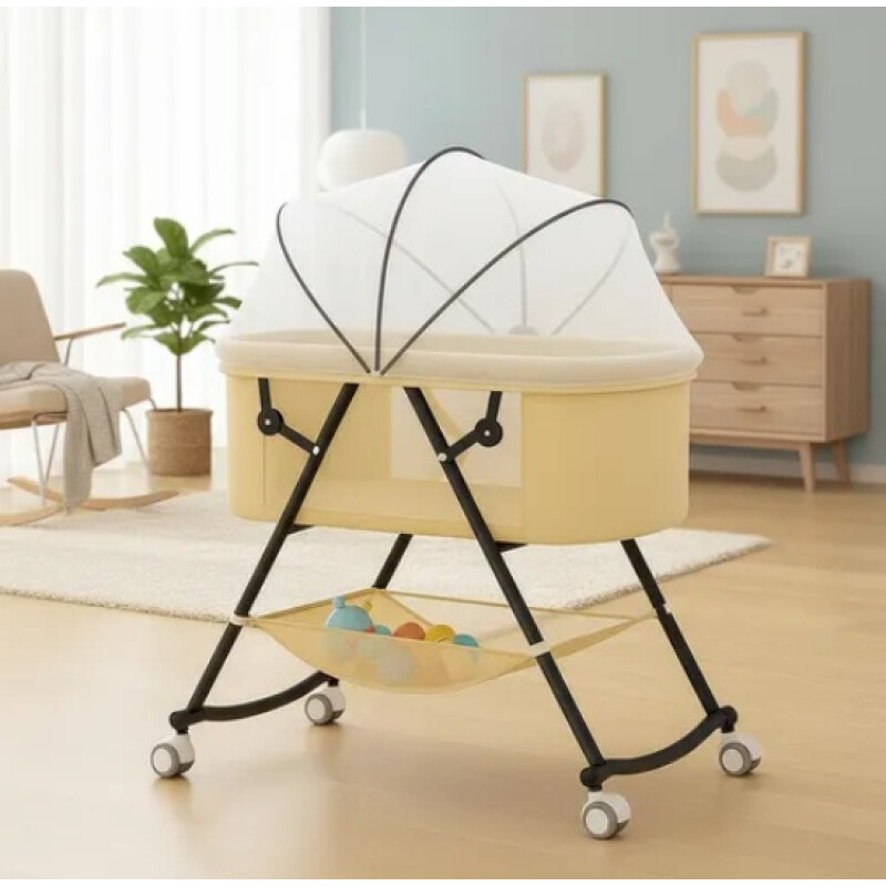 Cuna Moisés TOKIO Con Mosquitero Y Ruedas Infantil Bebe Beige