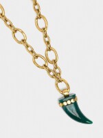 Collar Largo De Eslabones Con Colgante verde