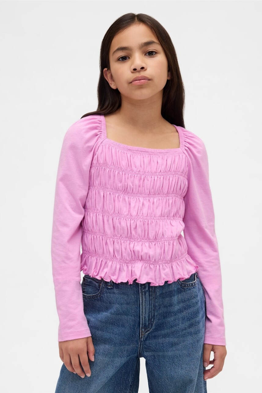 Top Smocked Niña Glowing Pink