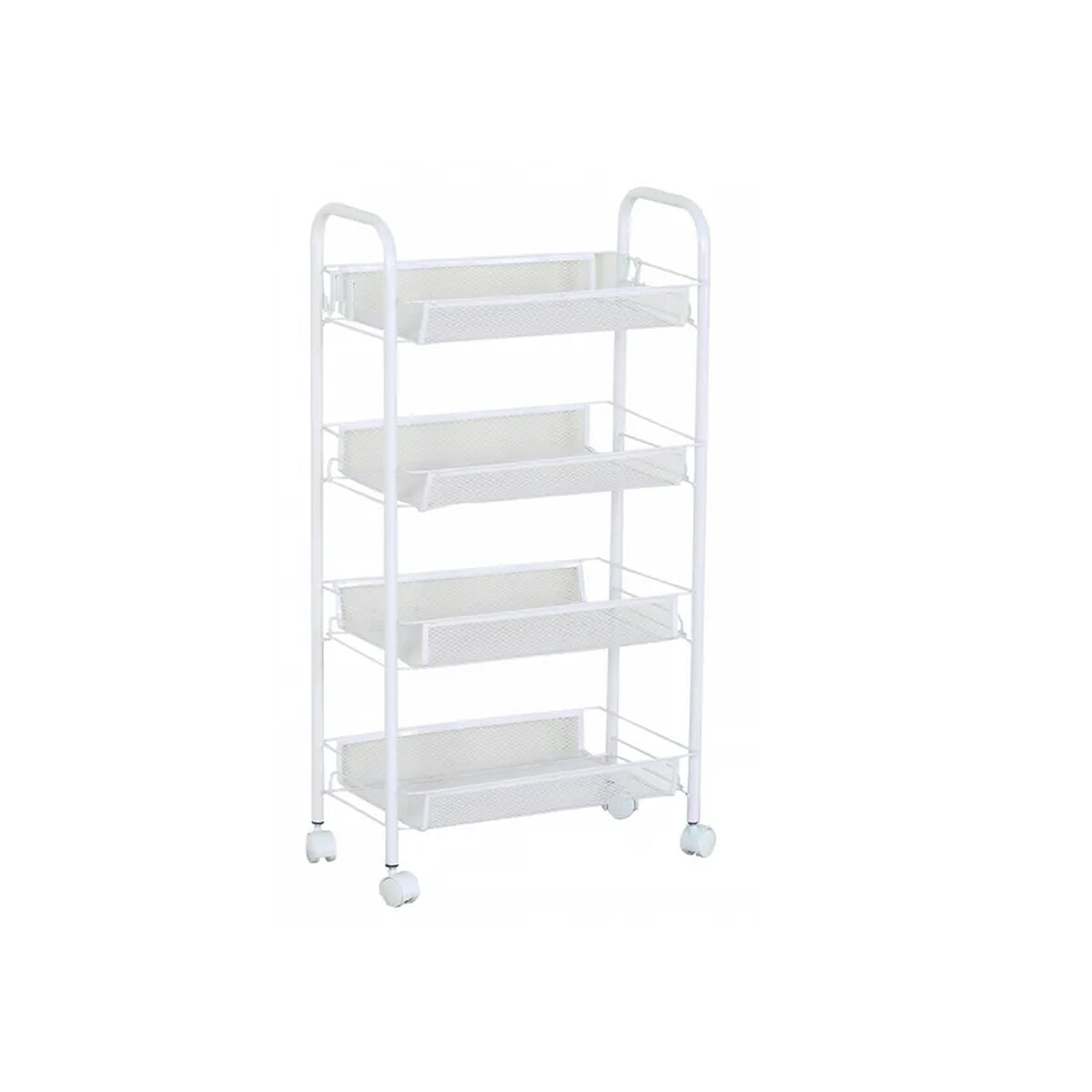 Carro organizador metálico de 4 niveles con ruedas - Blanco 