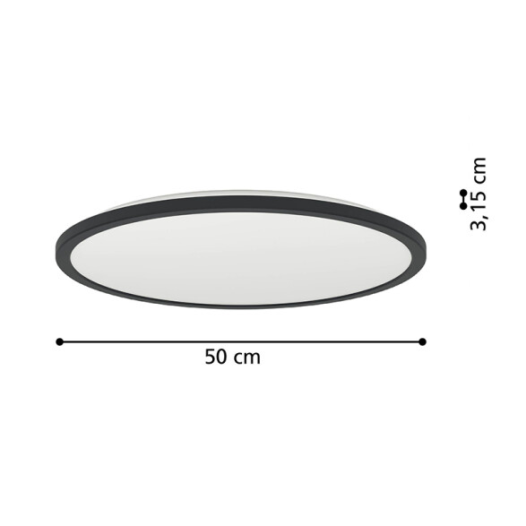Plafón negro IP44 LED 16,8W 3 tonos Ø50cm ROVITO EG3616