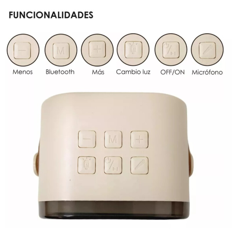 Parlante A Batería Bluetooth Con Luces Led De Colores Beige