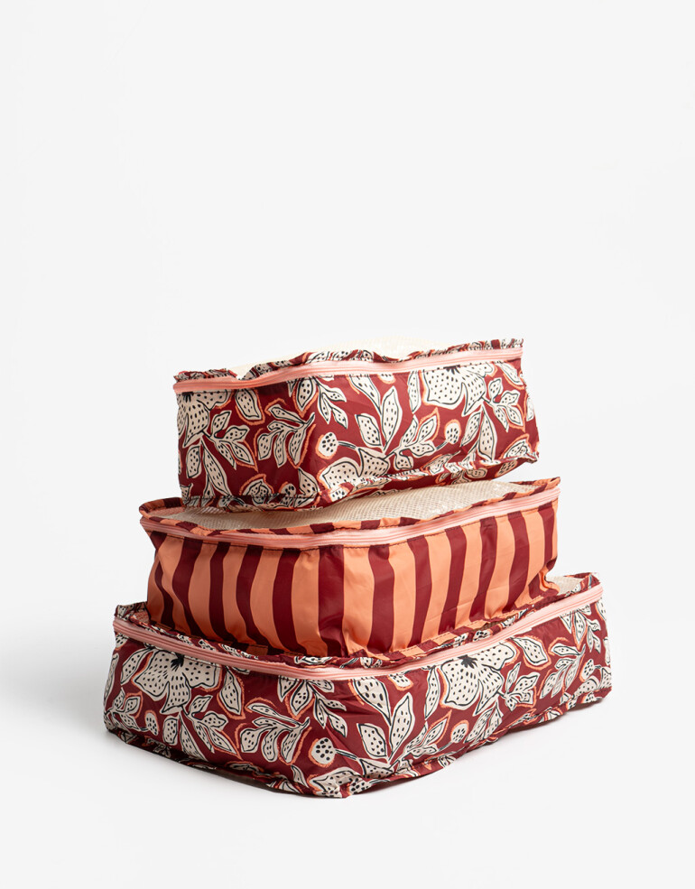 Porta Cosméticos Set De Viaje X3 Pack And Go - Estampado Flores