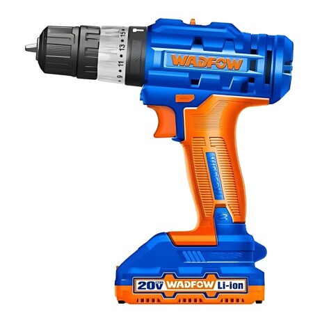 Taladro atornillador Wadfow inalámbrico con percutor + 2 baterías 20V 10mm Azul