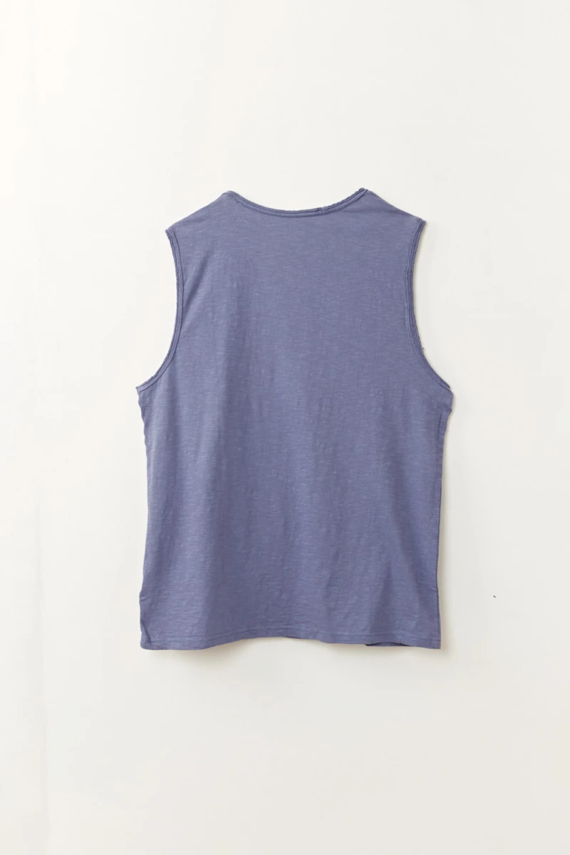Musculosa slub bolsillo Azul Medio