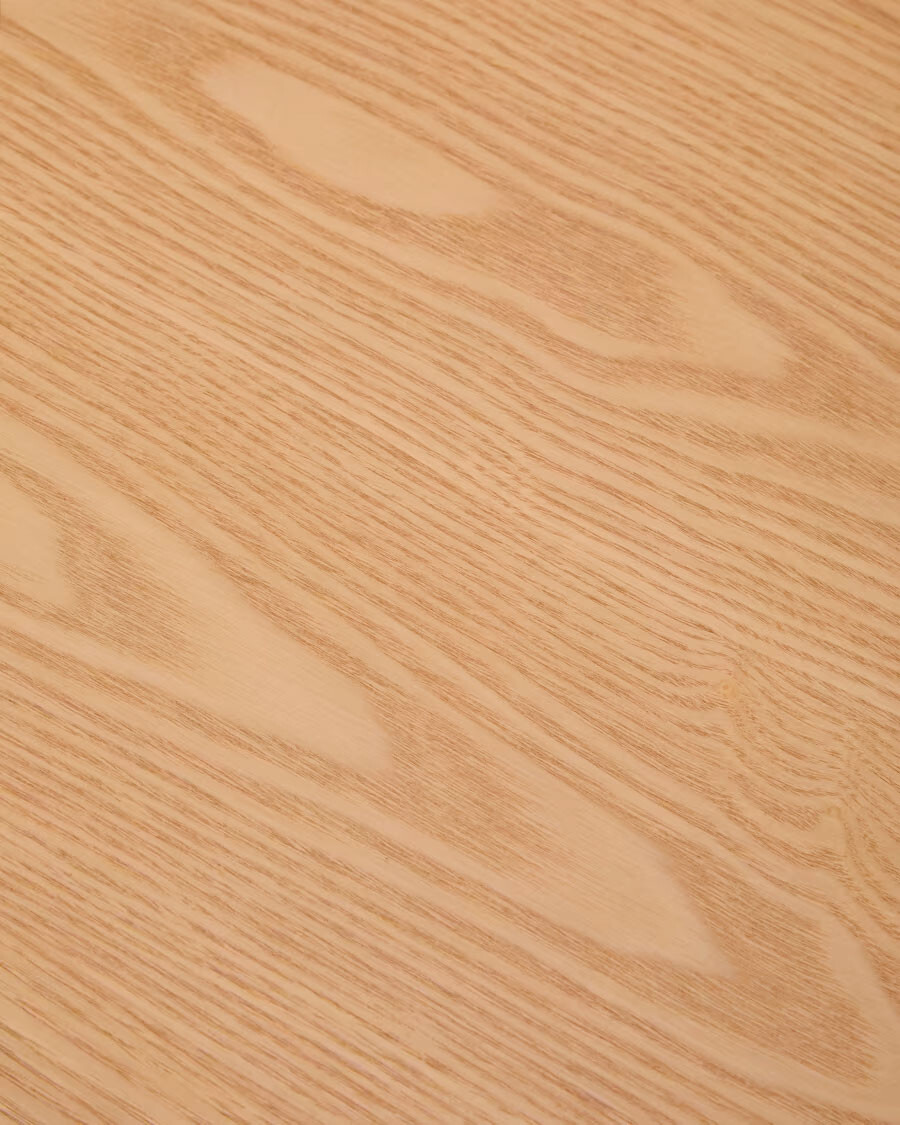 Mesa Indara cuadrada de chapa de fresno y madera maciza de caucho con acabado tono natural 100 x 100 cm