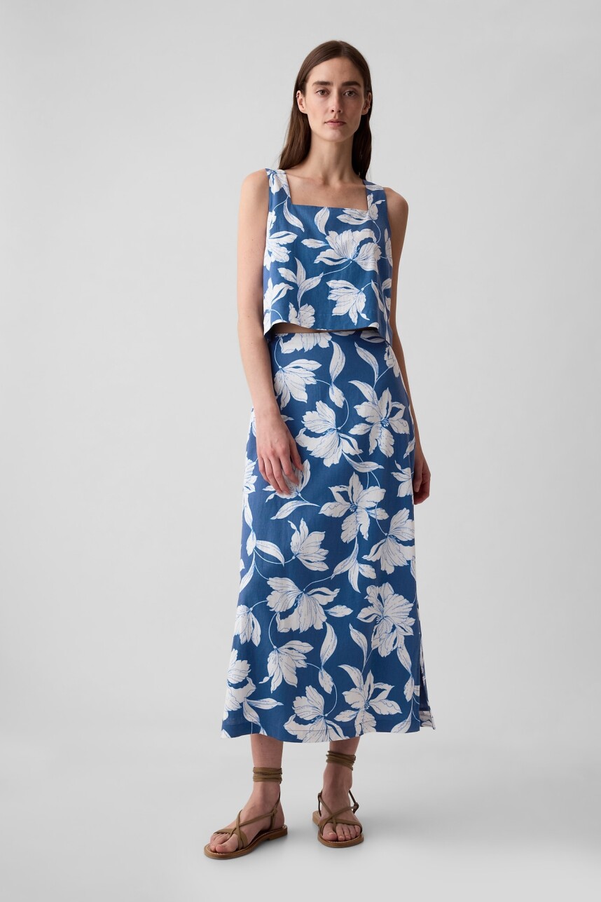 Musculosa De Lino Mujer Sp May Blue Wht Flrl