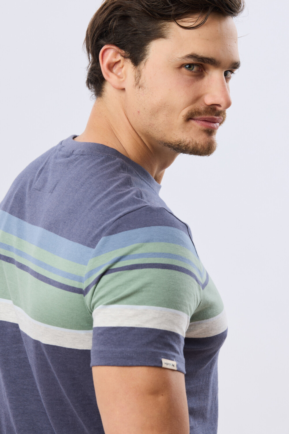 REMERA RAYADA DE ALGODÓN Azul