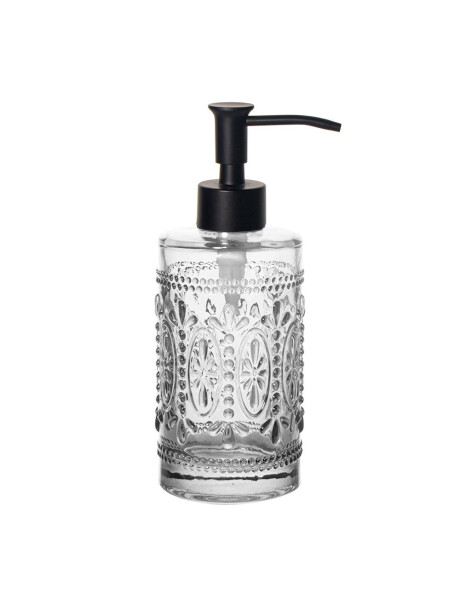 DISPENSADOR DE JABON VIDRIO D7.5x19.5CM FLORES DISPENSADOR DE JABON VIDRIO D7.5x19.5CM FLORES