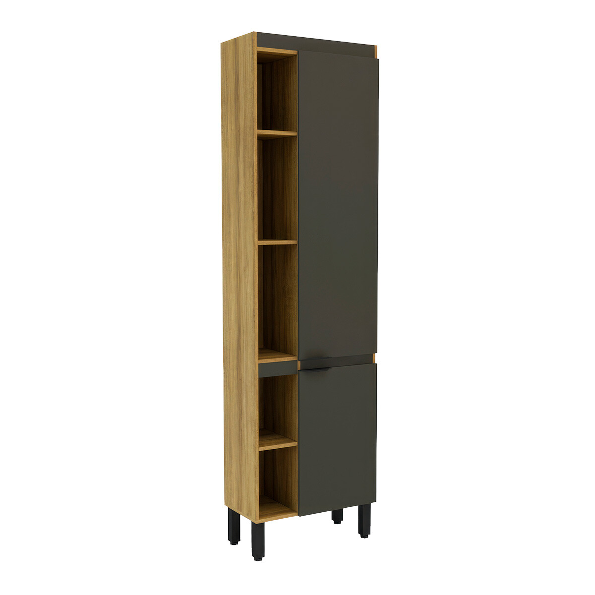 Mueble De Cocina Tipo Torre Modelo Magnolia 60 Cm Color Miel/grafito 