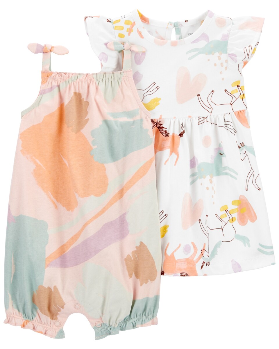 Set dos piezas de algodón, monito corto y vestido 
