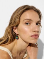 Aros Con Cuentas De Vidrio multicolor