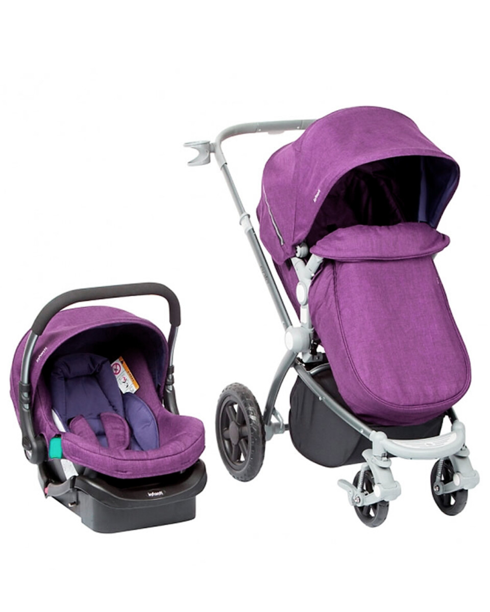Coche de bebé tipo cuna Infanti Epic 4G Travel System con cubre pies + silla para auto con base - Púrpura 