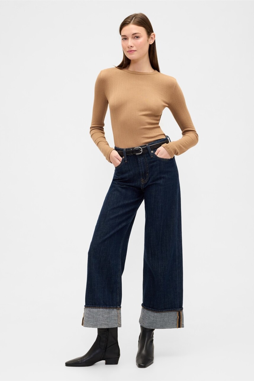 Remera Rib Mujer Kola Nut